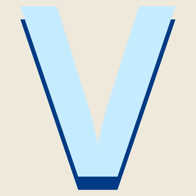 Lettre v bleu pop et moderne
