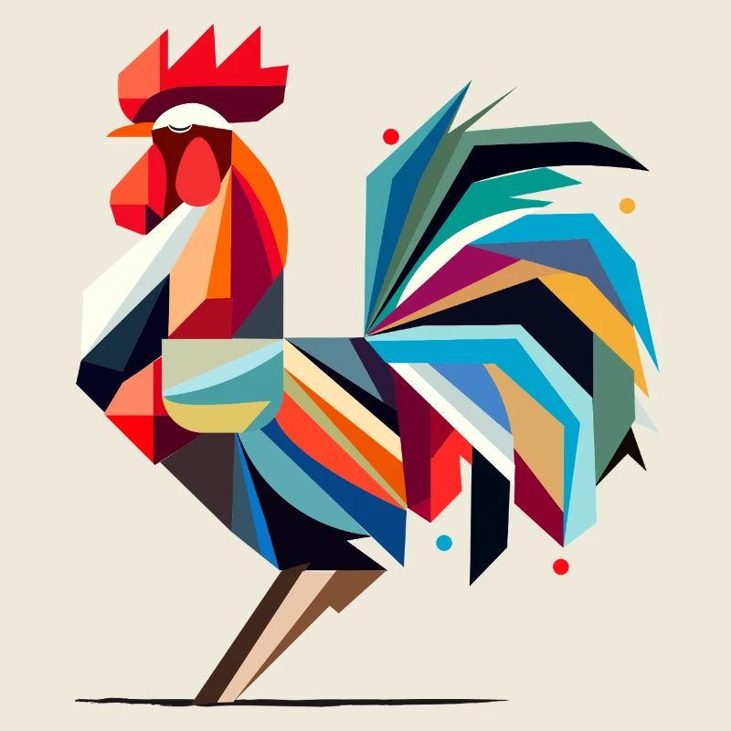 Coq géométrique coloré dans le style polygonal