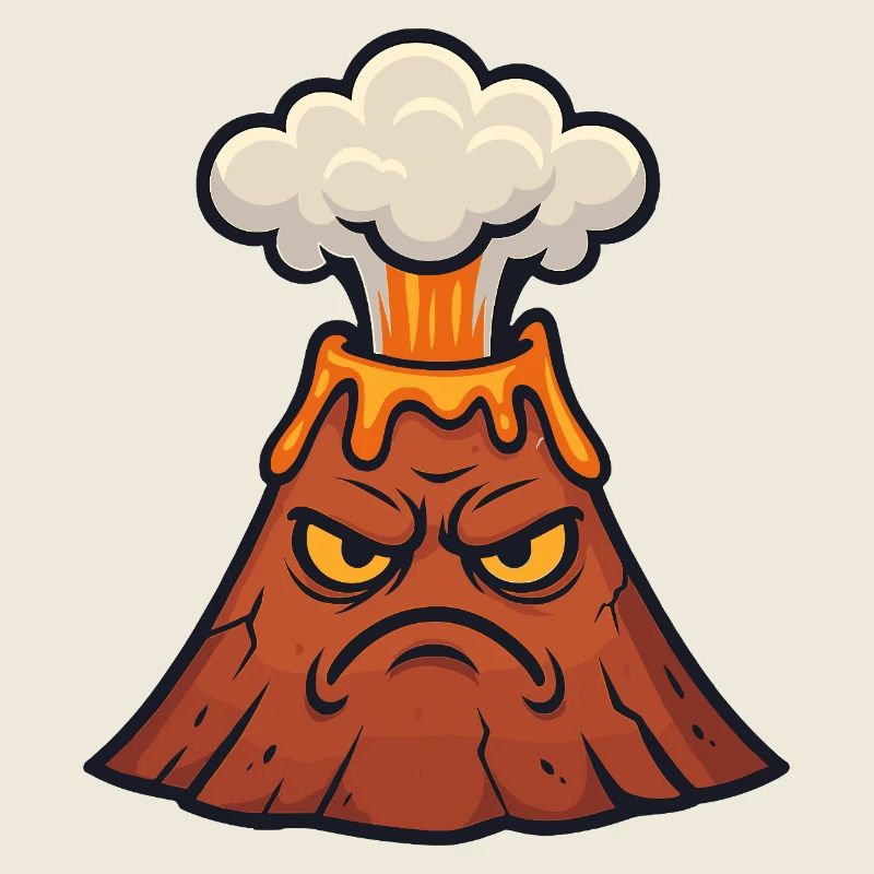 Wütender Vulkan Cartoon