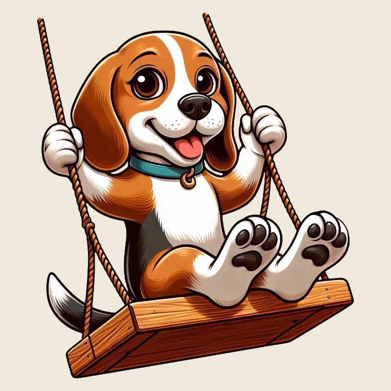 Cheerful Beagle on Swing Playground Dog