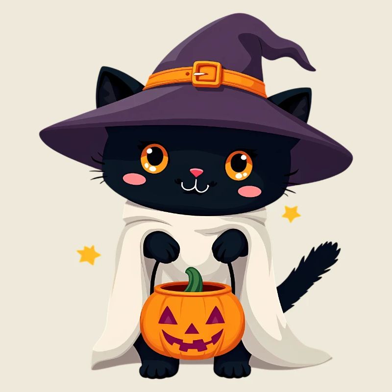 Chat d’Halloween avec citrouille d’Halloween