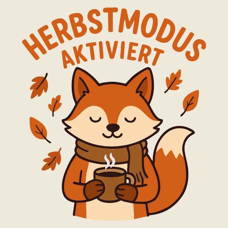Autumn Mode Enabled | Fox with coffee cup