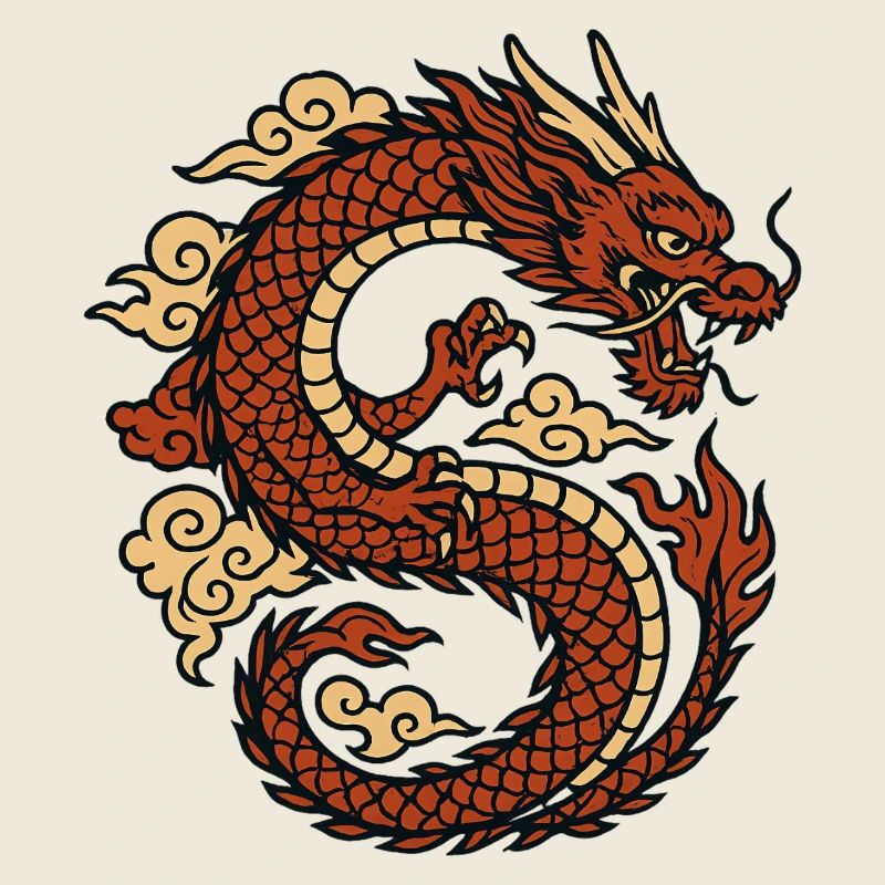 Chinese Dragon Mythical Red