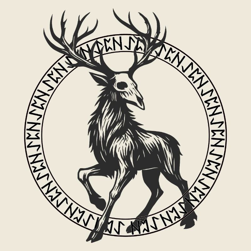 Deer in a Circle Rune Frame