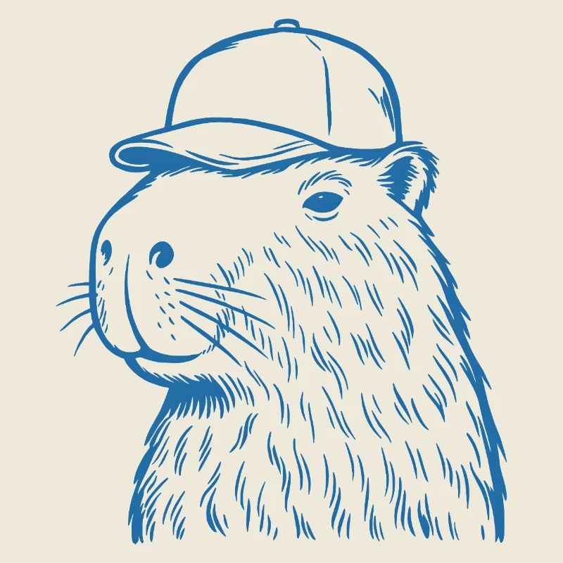 Capybara with baseball cap
