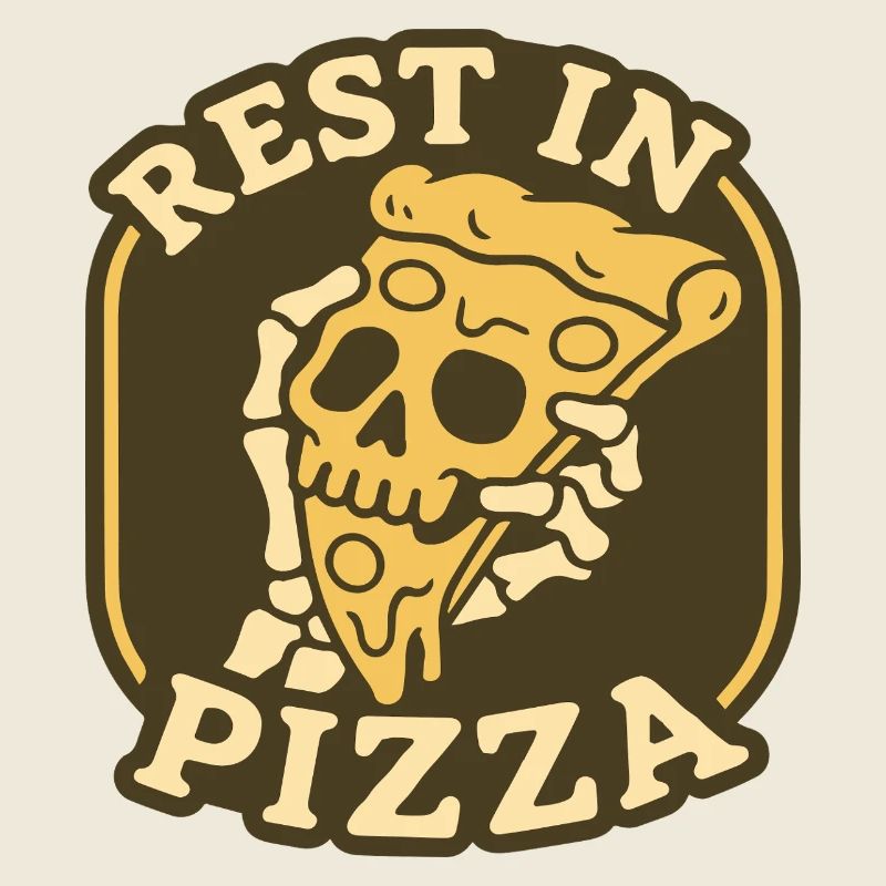 Ruhe in Pizza Schädelabzeichen Lustiges Essensdesign