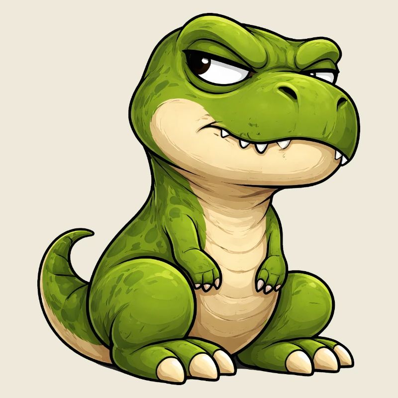 Grumpy T-Rex Cartoon Skeptical Look