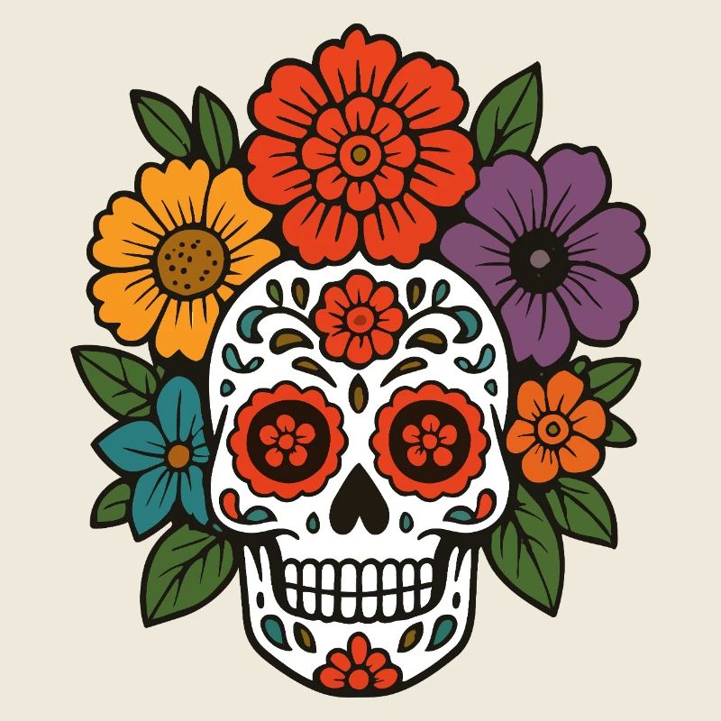 Crâne de sucre fleur dans le style Dia de los Muertos