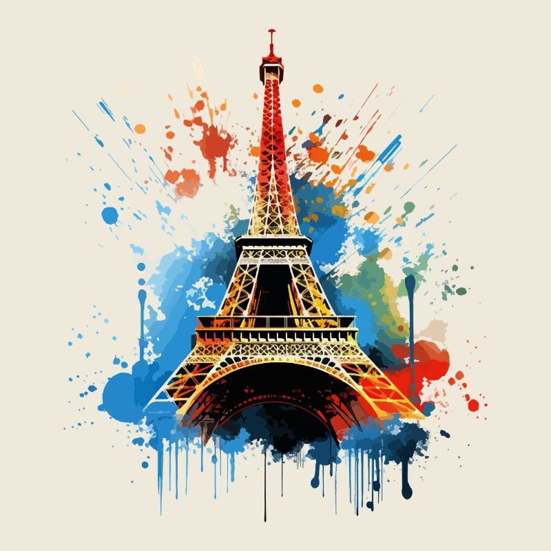 Paris Eiffelturm Skyline Frankreich Splash Bunt