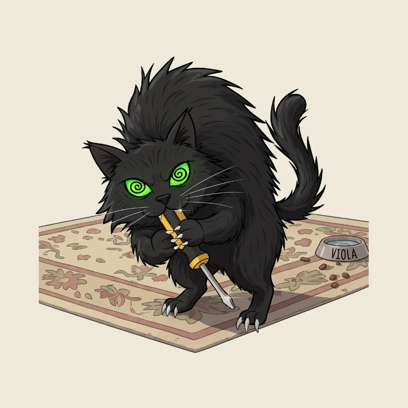 Aggro Cat on Persian Rug