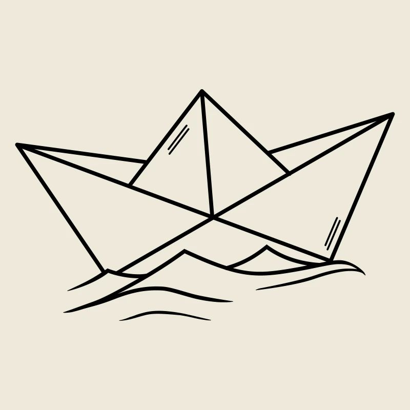 Papierschiff Skizze Minimalistisch Line Art