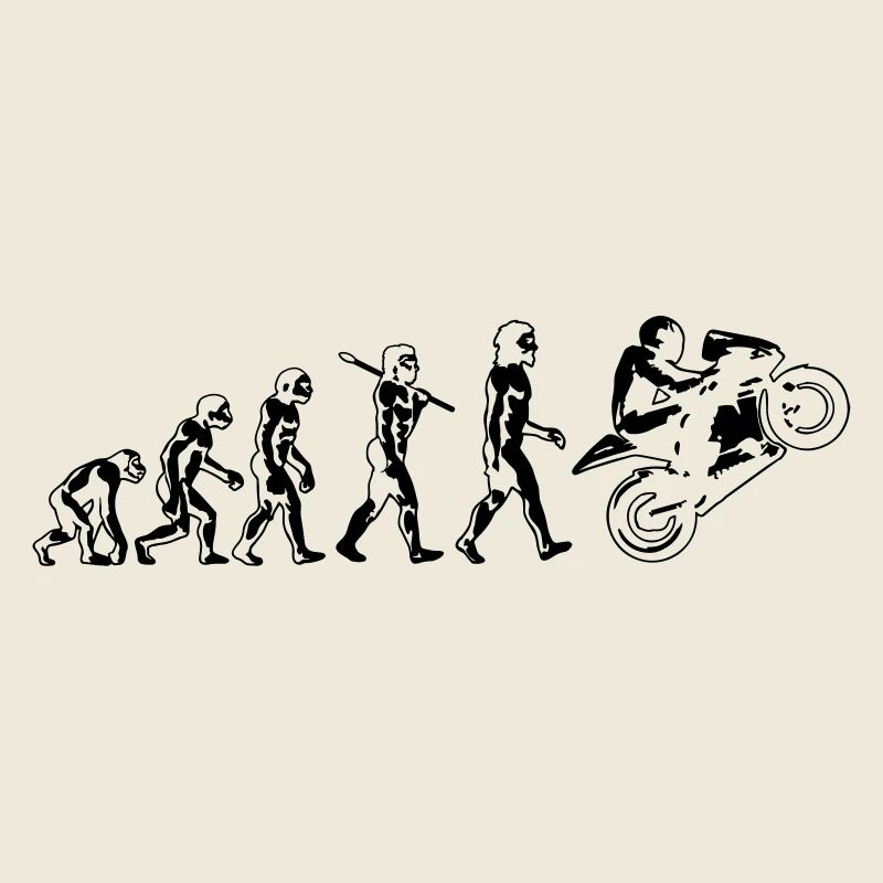 motorcycle evolution wheelie white print
