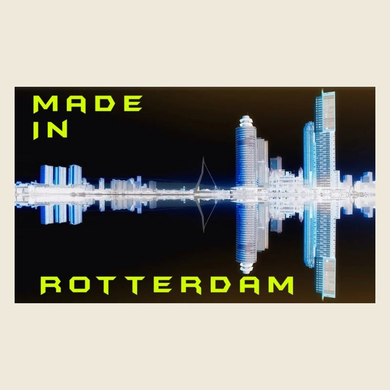 Futuristic Rotterdam Skyline Reflection