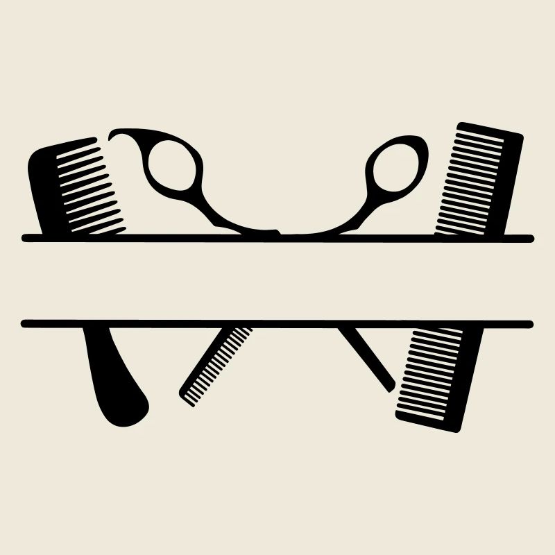 Two combs and scissors text banner