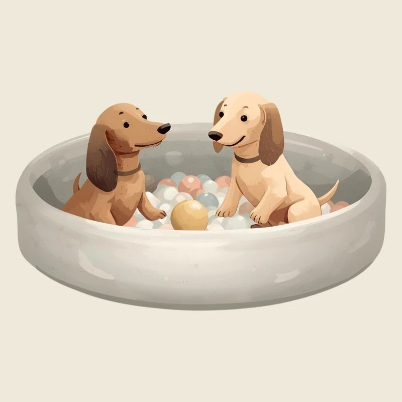 Two Dachshunds in Ball Pit Pastel Design