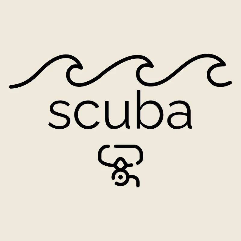 Diver Scuba - Design with Waves & Goggles