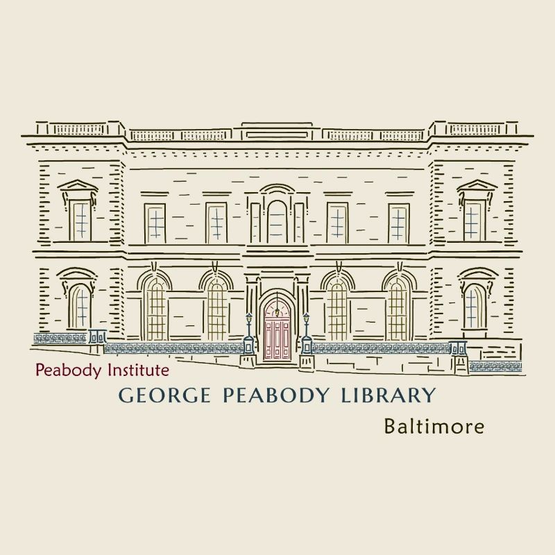 Baltimore, dessin à la main Bibliothèque George Peabody