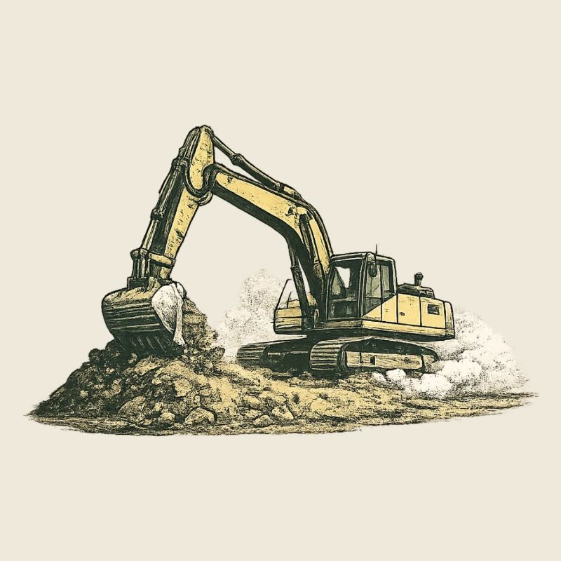 Vintage Excavator Construction Site Construction Machine