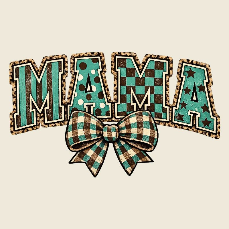 Mom Bow Turquoise Pattern Vintage Design