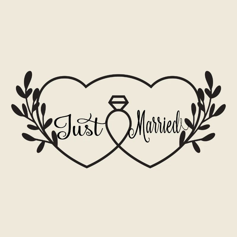 Cœurs entrelacés et bague -  Just Married