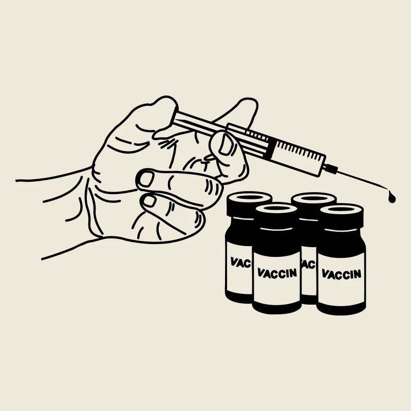 Main avec seringue et bocaux de vaccination