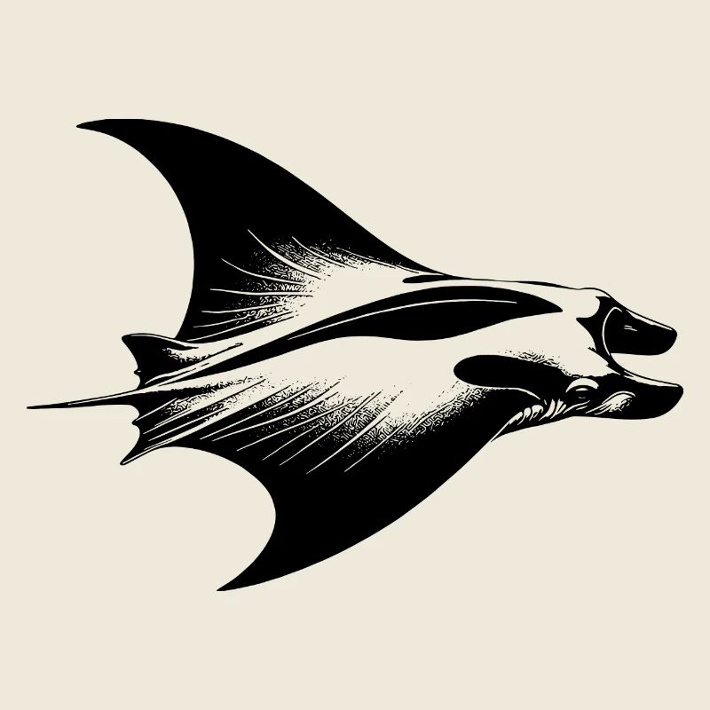 Elegant manta ray in underwater flight