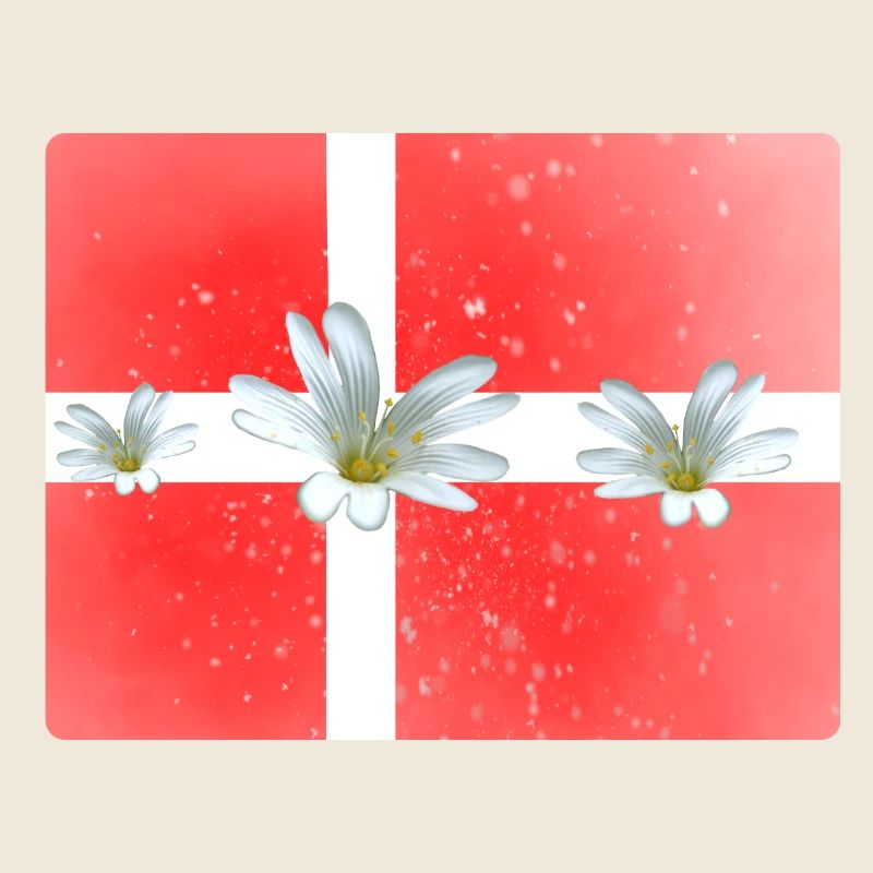Danemark Drapeau avec des fleurs Danemark