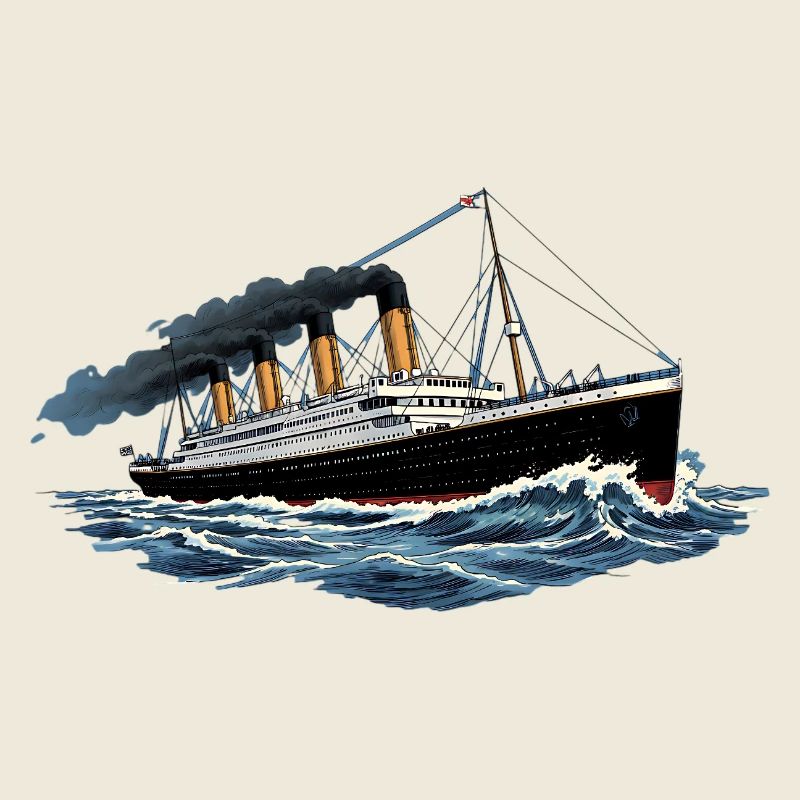 Titanic: Legendary ocean liner, stormy seas
