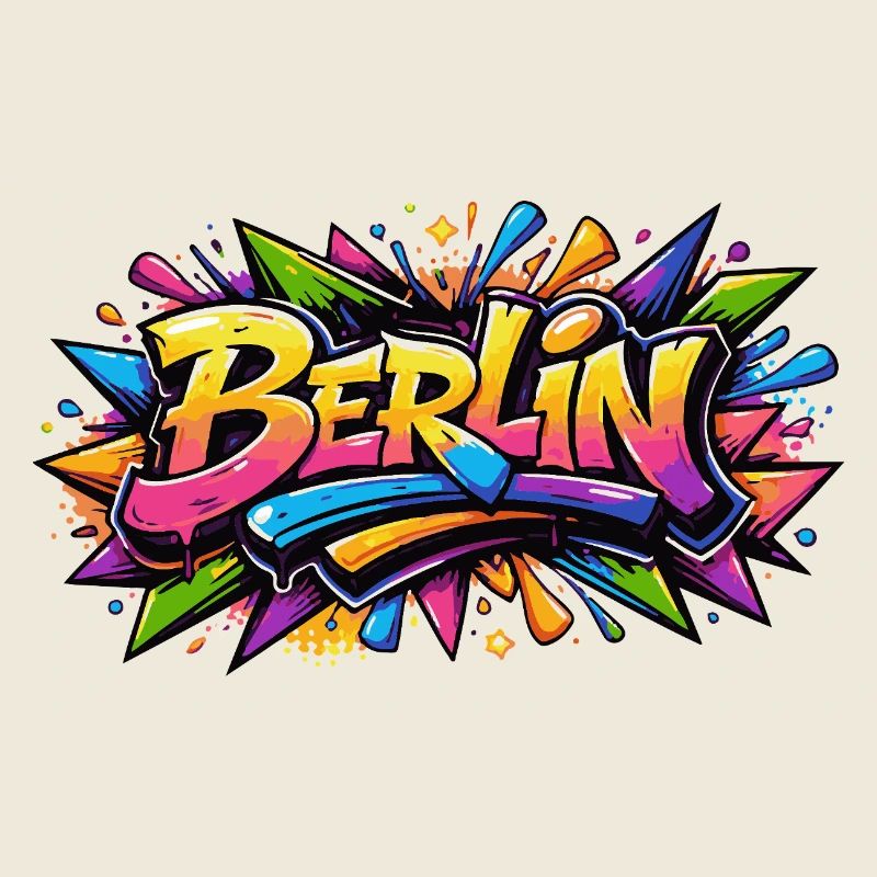 Berlin Graffiti lettering with colorful color effects