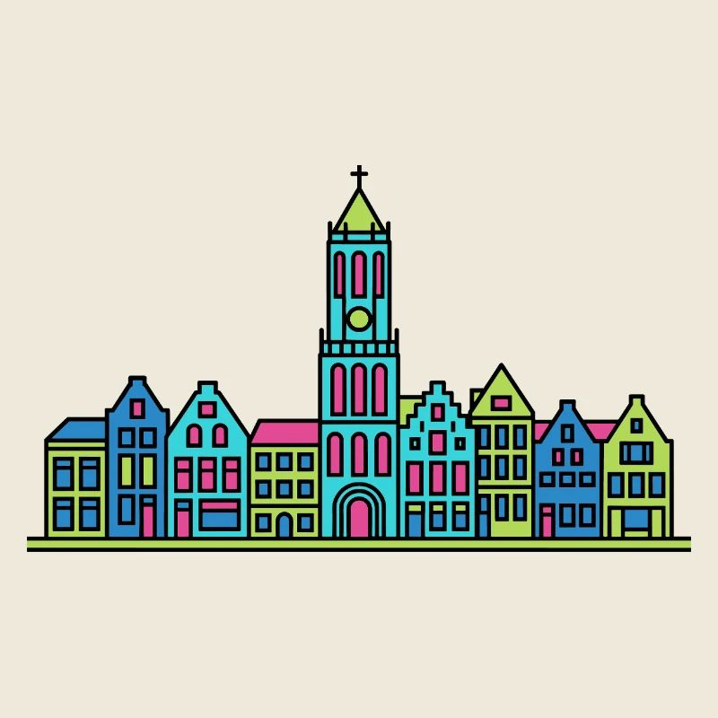 Utrecht City Skyline Dom Tower Modern Line Art