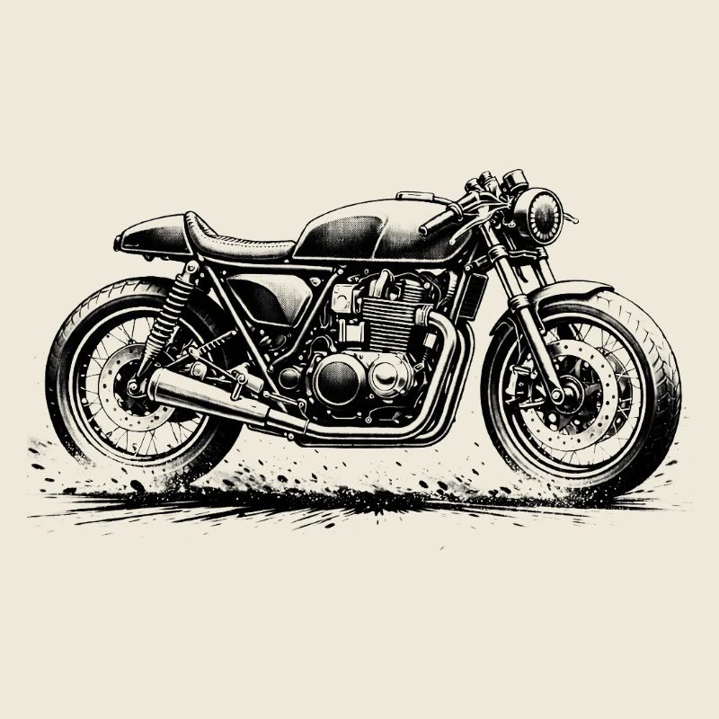 Café Racer Side View Monochrome