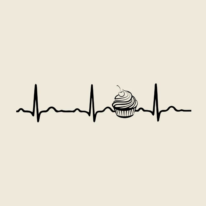ECG HEARTBEAT CUPCAKE noir