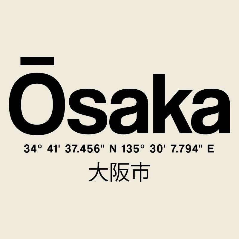 Osaka Japan Typography with Coordinates