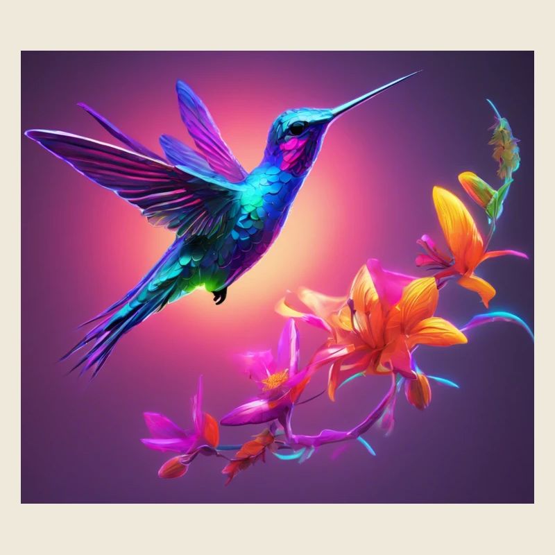Hummingbird and Flowers: A Vibrant Encounter