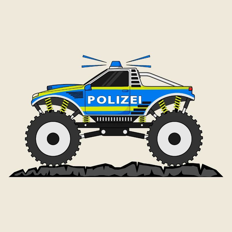 Monstertruck Polizei Blau Gelb