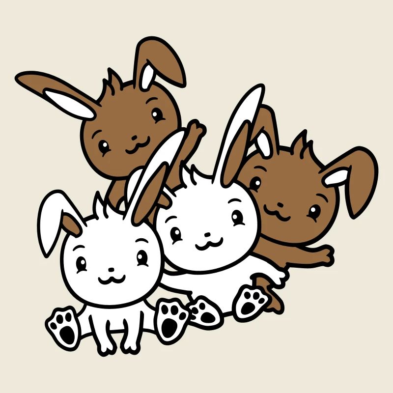 4 Hasen Freunde Team Crew Vier Lustige Geschwister