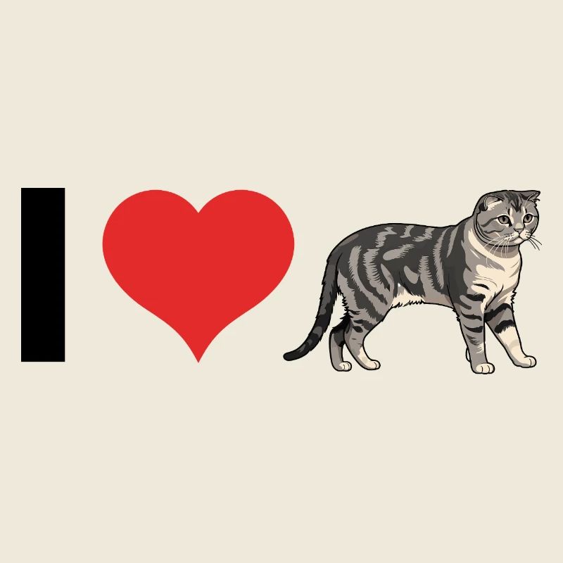 J’aime Scottish Fold - Chat mignon Sticker