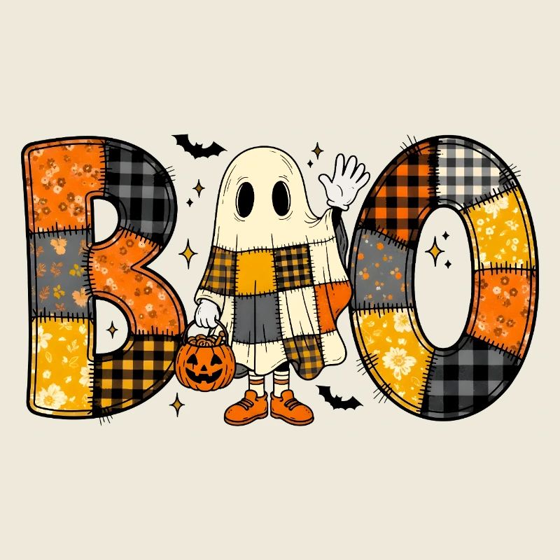 Fantôme Halloween Patchwork Boo