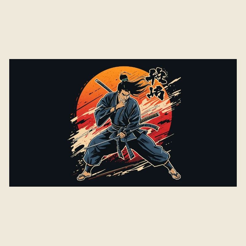 Samurai at sunset