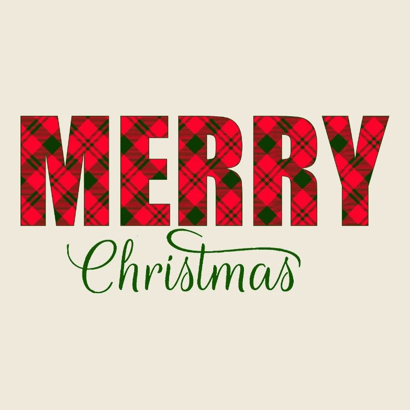 Merry Christmas Plaid Script
