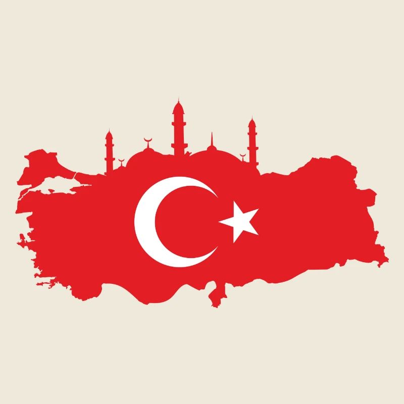 Turkish map with mosque silhouette