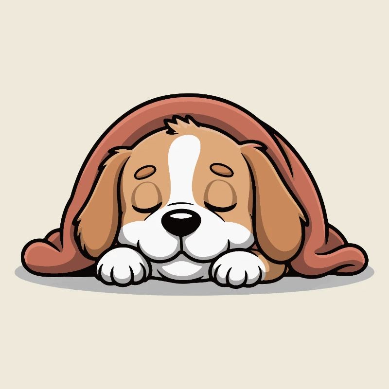 Sleeping Beagle Under Blanket
