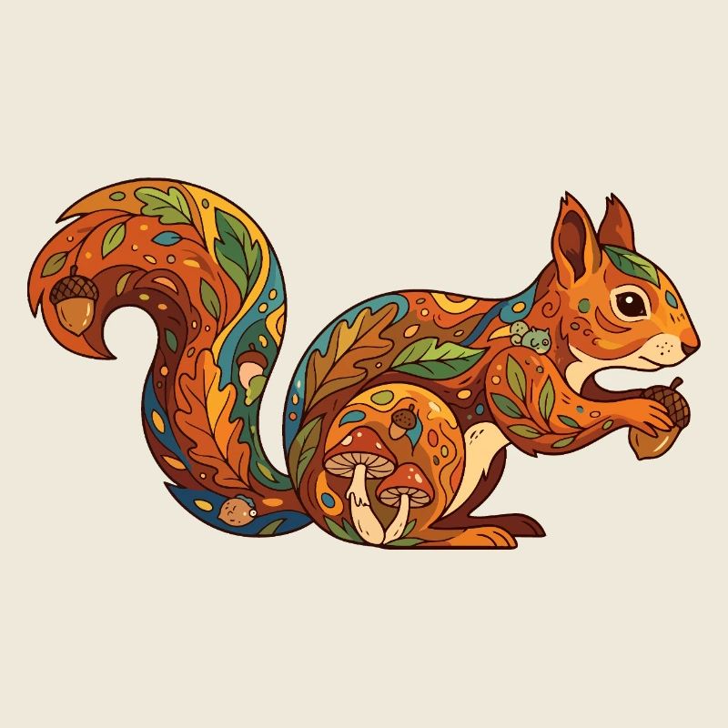 Autumnal Squirrel Pattern Forest Life Nature