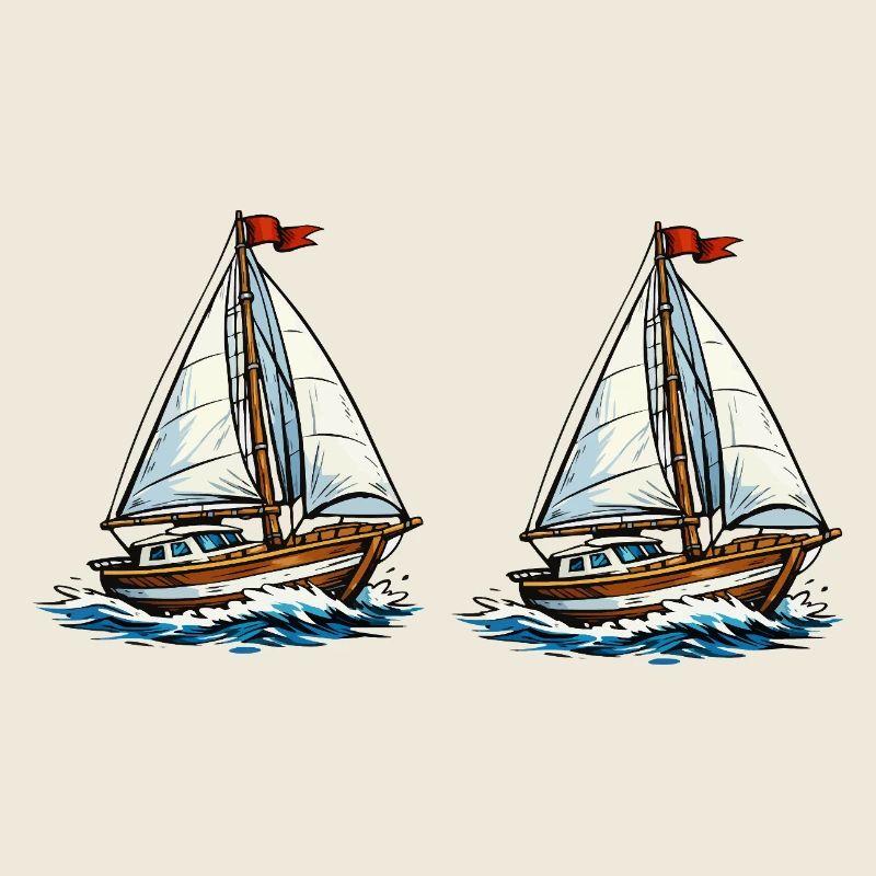 Sailing ships on waves
