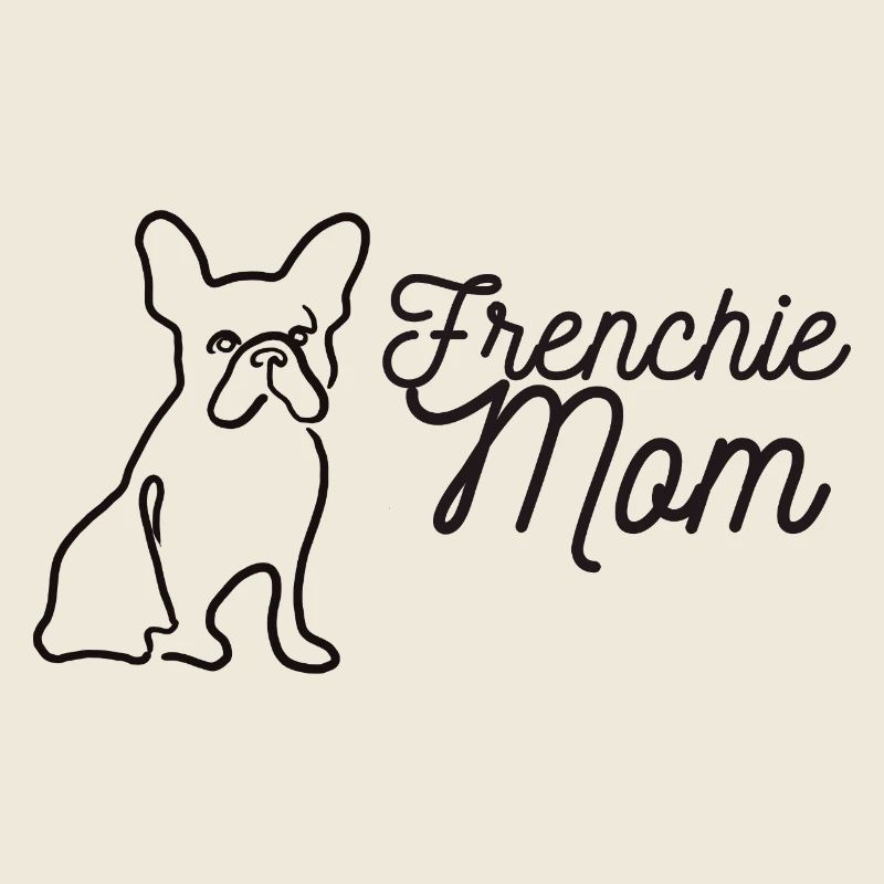 Frenchie Mom Silhouette Script Lineart