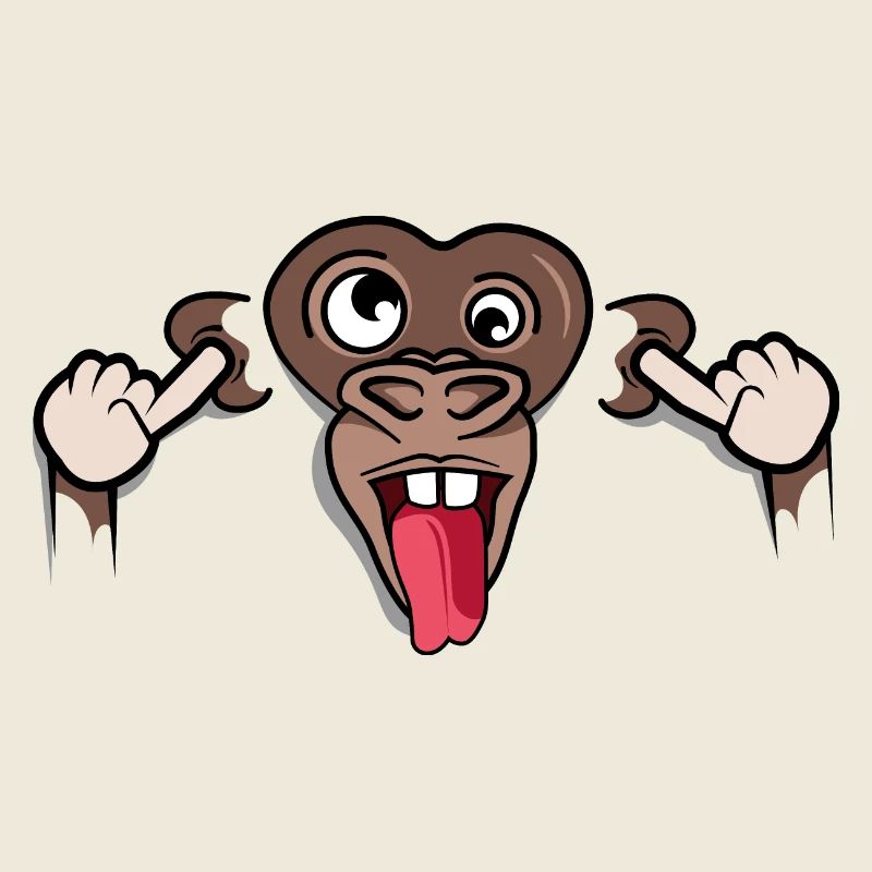 Funny Monkey Ears Listening Symbol Illustration