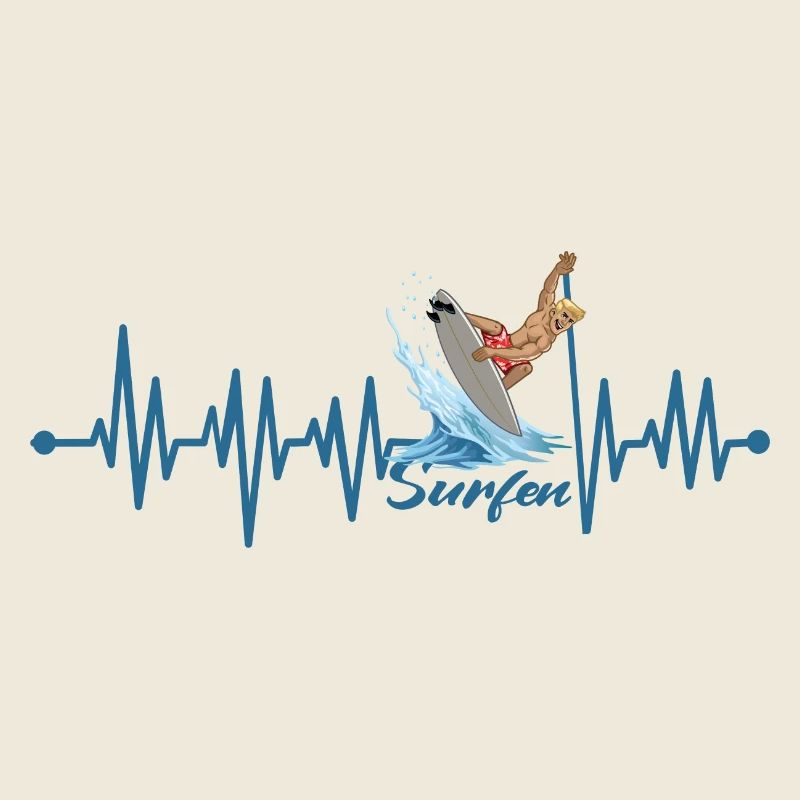 Heartbeat Surfing Surfer Surfboard Vacation