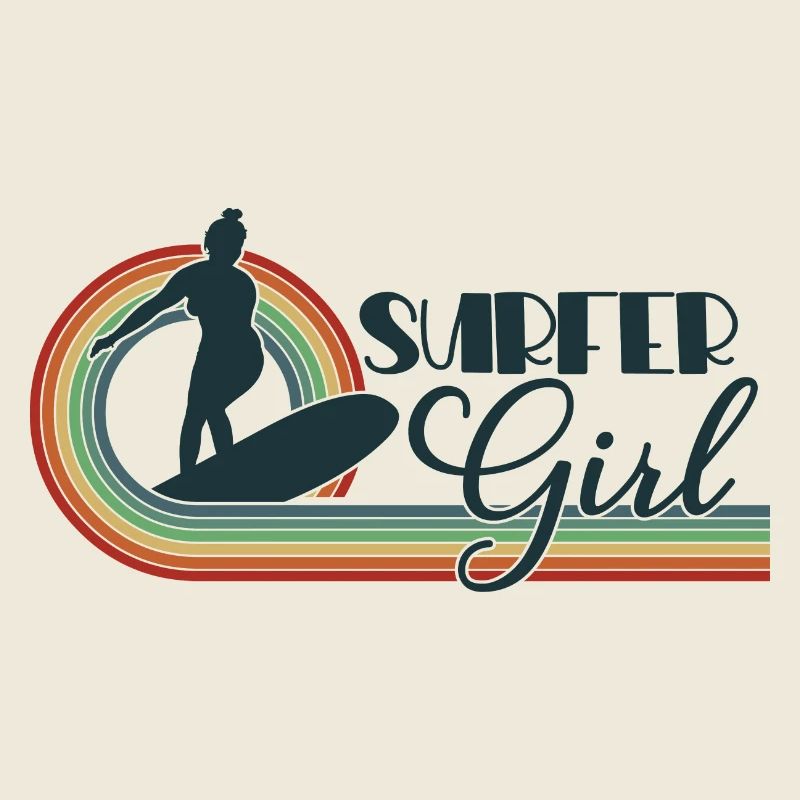 Retro Surfer Girl Surfboarder Surfing Surfboarding