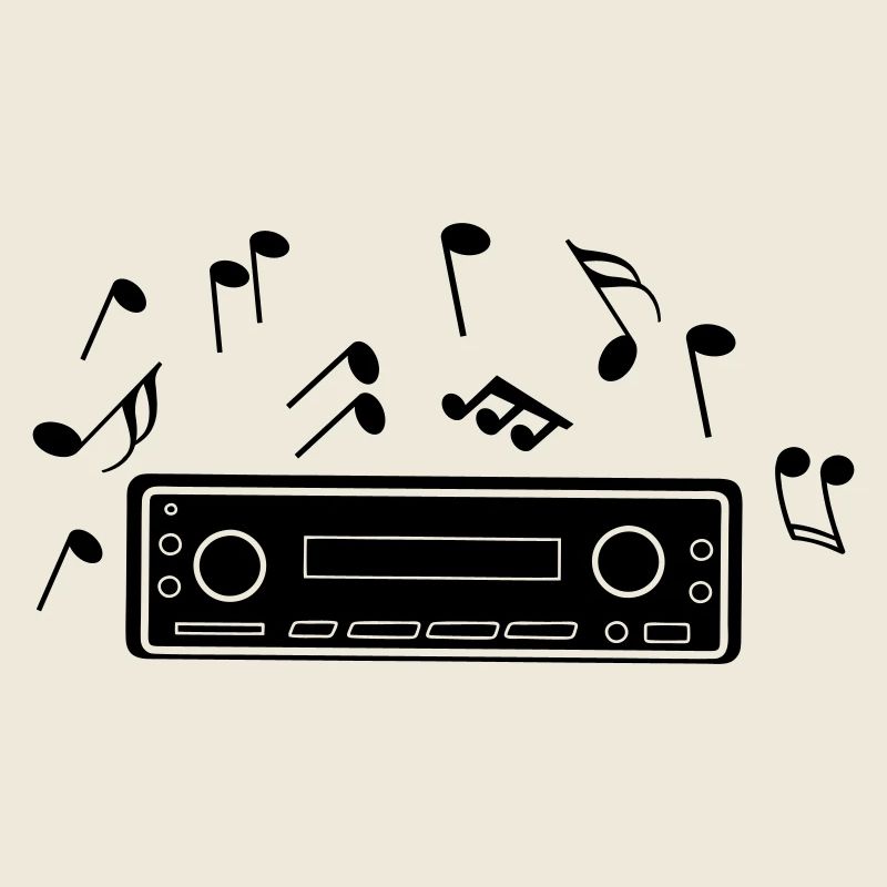Car radio with musical notes