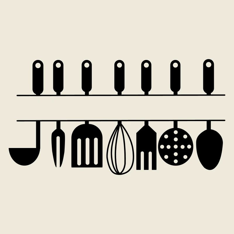 Cutout for own text kitchen utensils